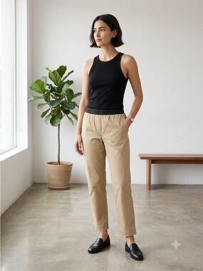 Liviana Conti Tan Khaki Livi Pull-On Cotton Trousers - US 8 (IT 44)